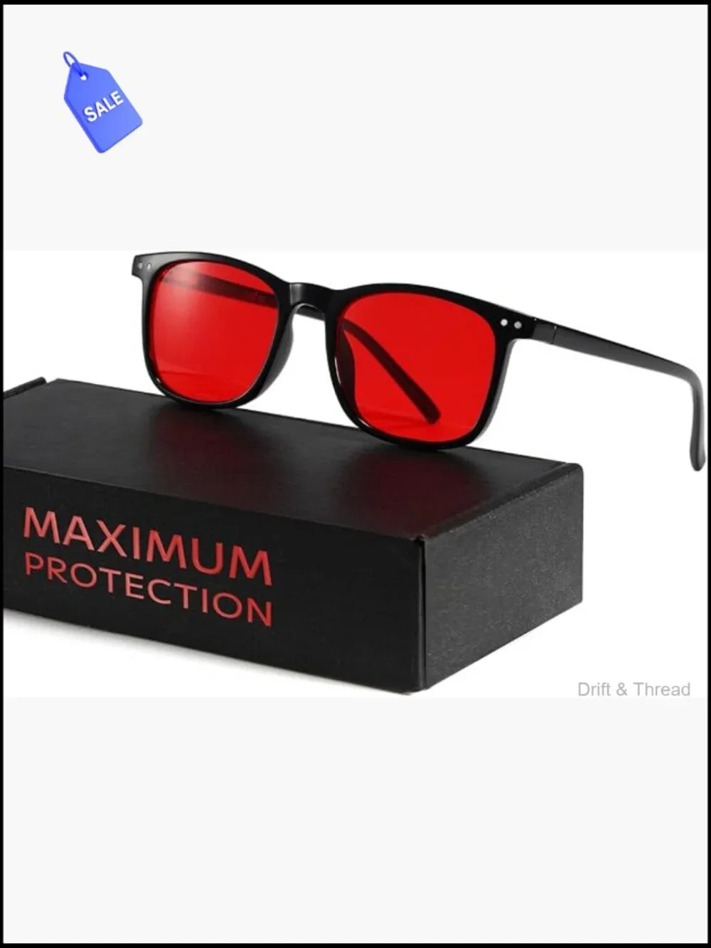 Red Lens Blue Light Blocking Glasses Square Frame Computer Gaming